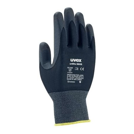 Uvex Schutzhandschuhe uvex unilite 6605, Innenhand und Fingerspitzen mit Nitrilkautschuk (NBR)-Schaum-Beschichtung