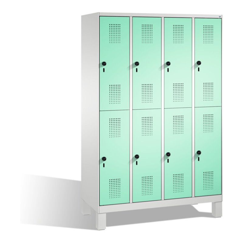 C+P Doppelstockspind Evolo auf Füßen 8 Fächer Front Lichtgrün Korpus Lichtgrau