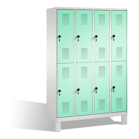 C+P Doppelstockspind Evolo auf Füßen 8 Fächer Front Lichtgrün Korpus Lichtgrau
