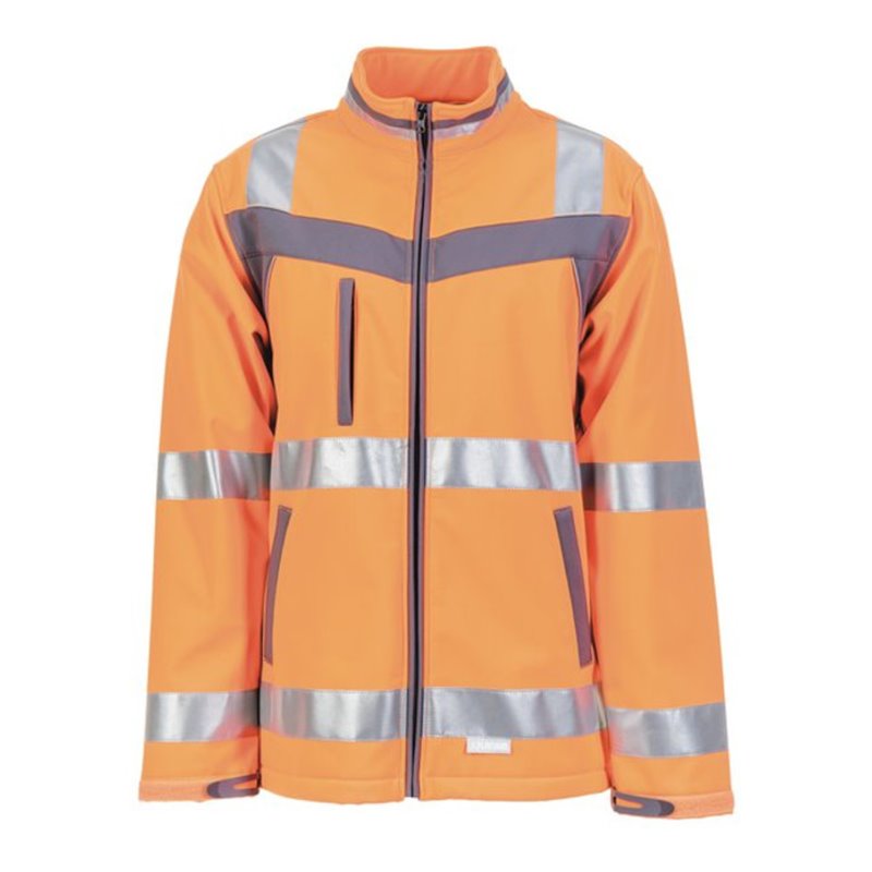 Planam Warnschutz Softshelljacke Plaline orange/schiefer