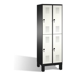 C+P Doppelstockspind Evolo auf Füßen 4 Fächer Front Reinweiß Korpus Schwarzgrau