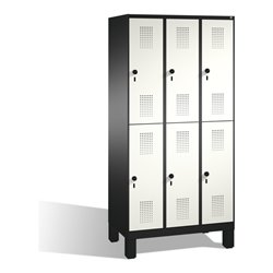 C+P Doppelstockspind Evolo auf Füßen 6 Fächer Front Reinweiß Korpus Schwarzgrau
