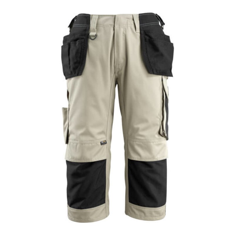 Mascot Lindau Handwerker-Dreiviertel-Hose hellkhaki/schwarz