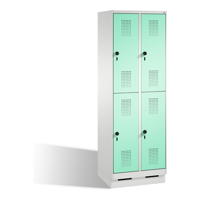 C+P Doppelstockspind Evolo auf Sockel 4 Fächer Front Lichtgrün Korpus Lichtgrau