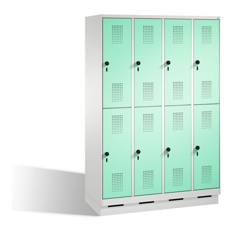 C+P Doppelstockspind Evolo auf Sockel 8 Fächer Front Lichtgrün Korpus Lichtgrau