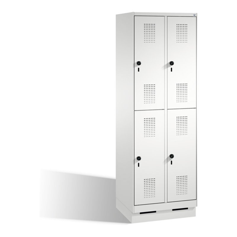 C+P Doppelstockspind Evolo auf Sockel 4 Fächer Front Lichtgrau Korpus Lichtgrau