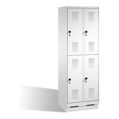 C+P Doppelstockspind Evolo auf Sockel 4 Fächer Front Lichtgrau Korpus Lichtgrau