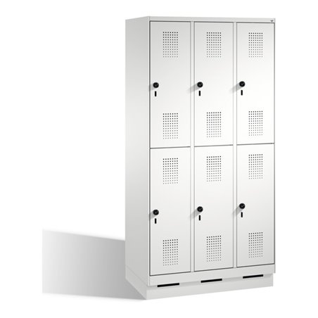 C+P Doppelstockspind Evolo auf Sockel 6 Fächer Front Lichtgrau Korpus Lichtgrau