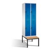C+P Doppelstockspind Evolo mit Sitzbank 4 Fächer Front Enzianblau Korpus Lichtgrau