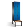 C+P Doppelstockspind Evolo mit Sitzbank 4 Fächer Front Enzianblau Korpus Schwarzgrau