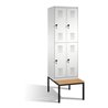 C+P Doppelstockspind Evolo mit Sitzbank 4 Fächer Front Lichtgrau Korpus Lichtgrau