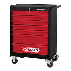 KS Tools BASICline Werkstattwagen, schwarz/rot