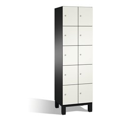 C+P Fächerschrank Cambio auf Füßen 10 Fächer Front Reinweiß Korpus Schwarzgrau