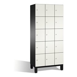 C+P Fächerschrank Cambio auf Füßen 15 Fächer Front Reinweiß Korpus Schwarzgrau