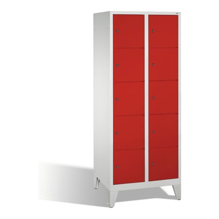 C+P Fächerschrank Classic auf Füßen 10 Fächer Front Rubinrot Korpus Lichtgrau