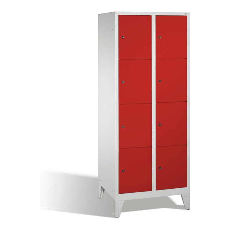 C+P Fächerschrank Classic auf Füßen 8 Fächer Front Rubinrot Korpus Lichtgrau