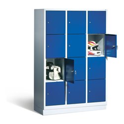 C+P Fächerschrank Classic auf Sockel 12 Fächer Front Enzianblau Korpus Lichtgrau
