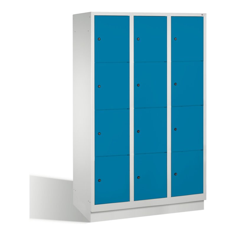 C+P Fächerschrank Classic auf Sockel 12 Fächer Front Lichtblau Korpus Lichtgrau