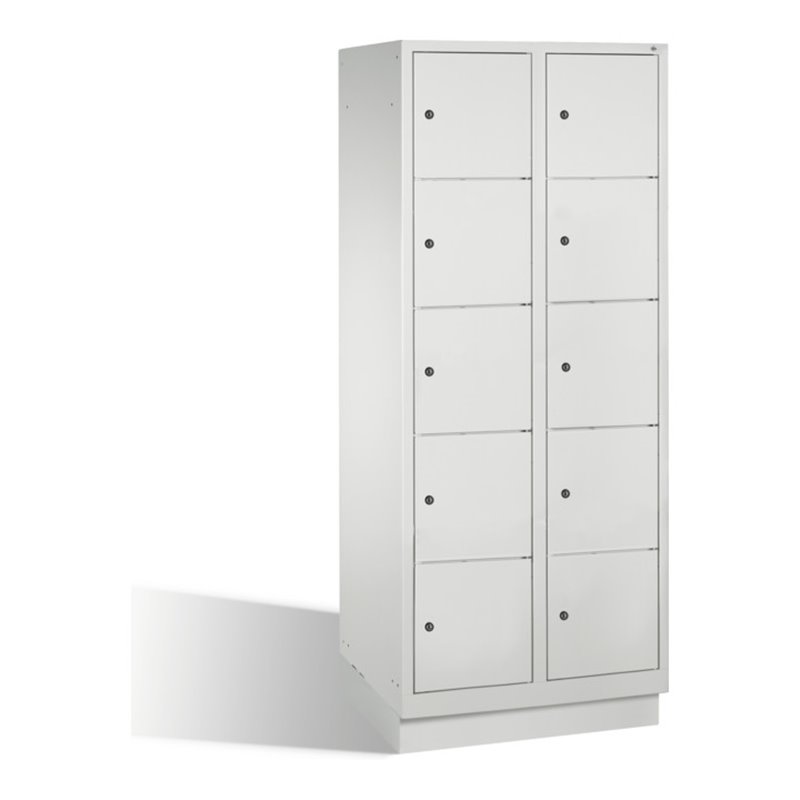 C+P Fächerschrank Classic auf Sockel 10 Fächer Front Lichtgrau Korpus Lichtgrau