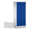 C+P Putzmittel-Spind Classic auf Sockel 2 Abteile Front Enzianblau Korpus Lichtgrau