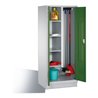 C+P Putzmittel-Spind Classic auf Sockel 2 Abteile Front Resedagrün Korpus Lichtgrau