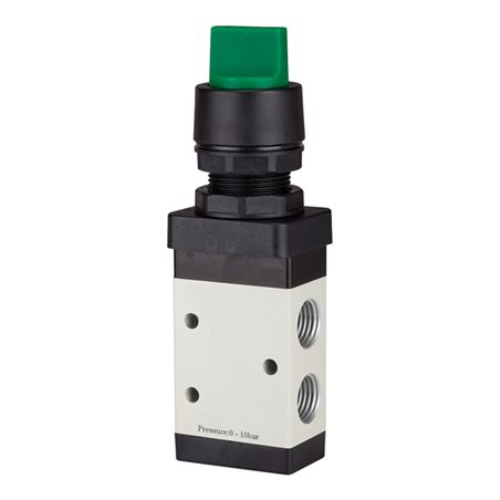 RIEGLER 3/2-Wegeventil manuell Drehhebel grün