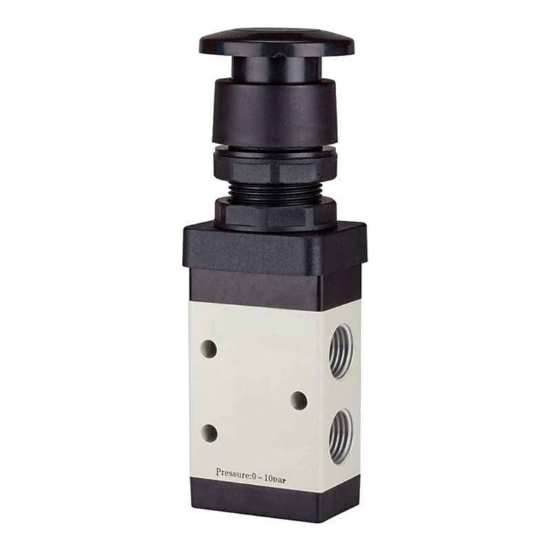 RIEGLER 3/2-Wegeventil manuell Pilztaster schwarz