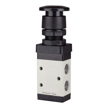 RIEGLER 3/2-Wegeventil manuell Pilztaster schwarz