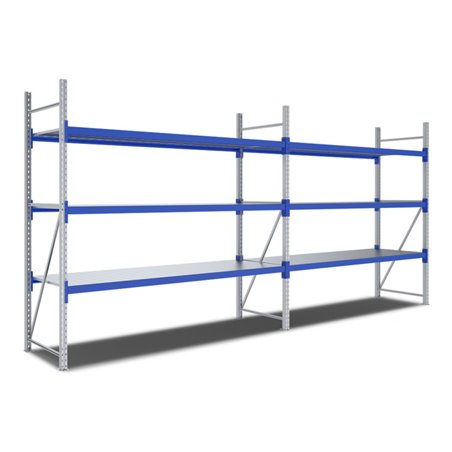 Bito Weitspannregal Set / F3 2500x 800x2700 G-/A-Feld 3Ebenen Stahlsegment RAL5010