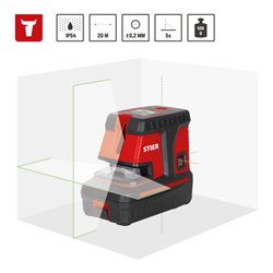 STIER Kreuzlinienlaser 150° x 130° mit 5 Lotpunkten, grün