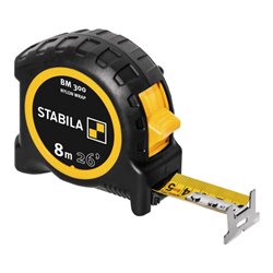 STABILA Taschenbandmaß BM 300, 8 m (26'), doppelseitige cm/inch-Skala, SPIKES-Haken