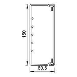 OBO Bettermann Vertr Wand+Deckenkanal m.Obert. 60x150mm,PVC WDK60150CW