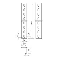 OBO Bettermann Vertr Winkelprofil gelocht 30x35x2000, St, FT WP 30 35 2000