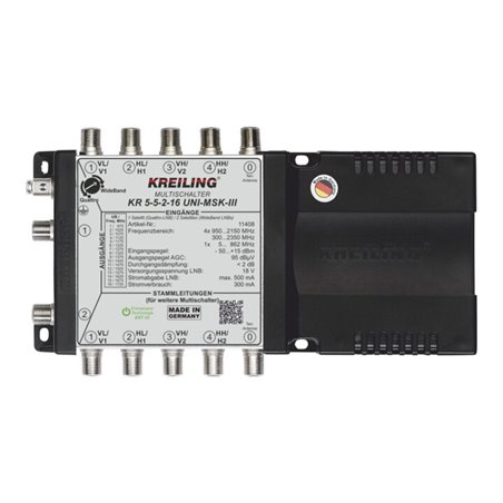 Kreiling Tech. Unicable Multischalter 2Ausg. je 16User KR5-5-2-16UNI-MSKIII