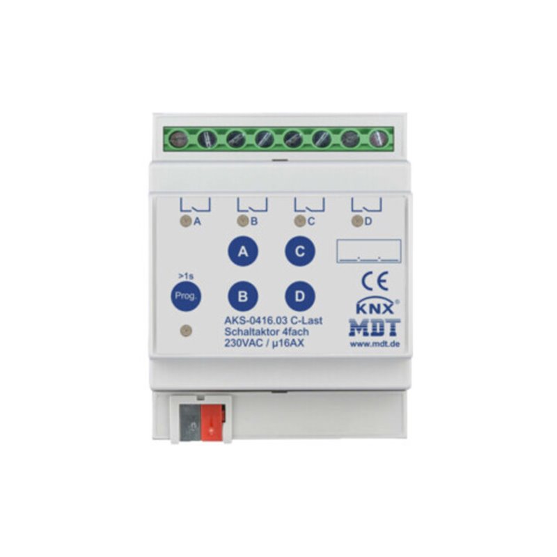 MDT technologies Schaltaktor 4-fach 4TE REG, 16A, 230VAC AKS-0416.03