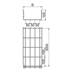 OBO Bettermann Vertr Gitterkabelrinne 105x100x3000mm GRM 105 100 FT