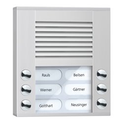 TCS Tür Control Audioaußenstation 2-reihig 6 Tasten AP silber PES06-EN/04