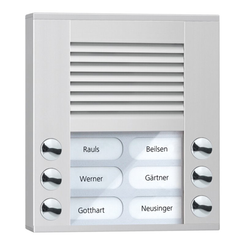 TCS Tür Control Audioaußenstation 2-reihig 6 Tasten AP silber PES06-EN/04