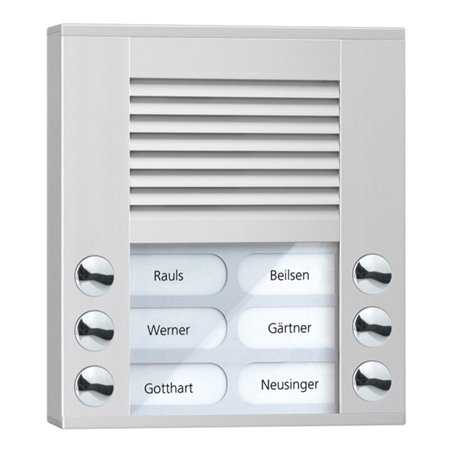 TCS Tür Control Audioaußenstation 2-reihig 6 Tasten AP silber PES06-EN/04