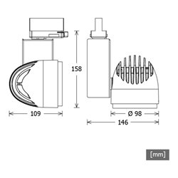 LTS Licht&Leuchten LED-Stromschienenstrahler 3000K ws 35Gr BIXX-T 103.830.35