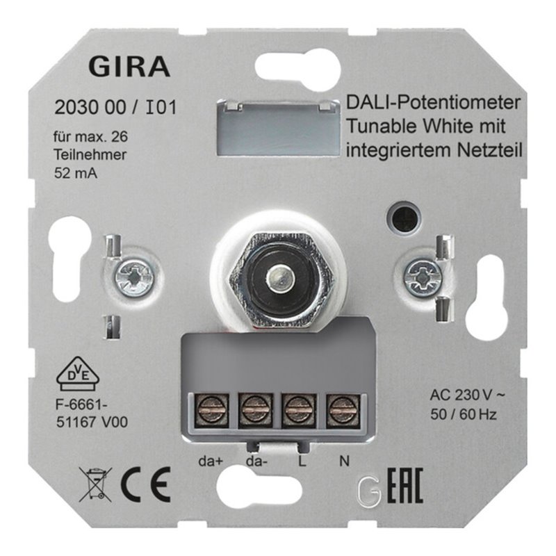 Gira DALI-Potentiometer Tun.WH Netzt.Einsatz 203000