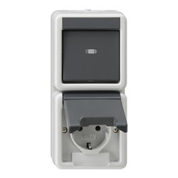 Gira Schuko-We.schalter-Kombi gr, senkr., AP-WG 017630
