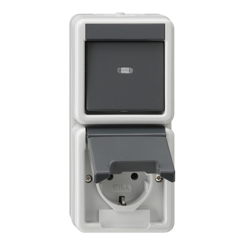 Gira Schuko-We.schalter-Kombi gr, senkr., AP-WG 017630