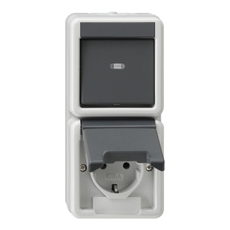 Gira Schuko-We.schalter-Kombi gr, senkr., AP-WG 017630