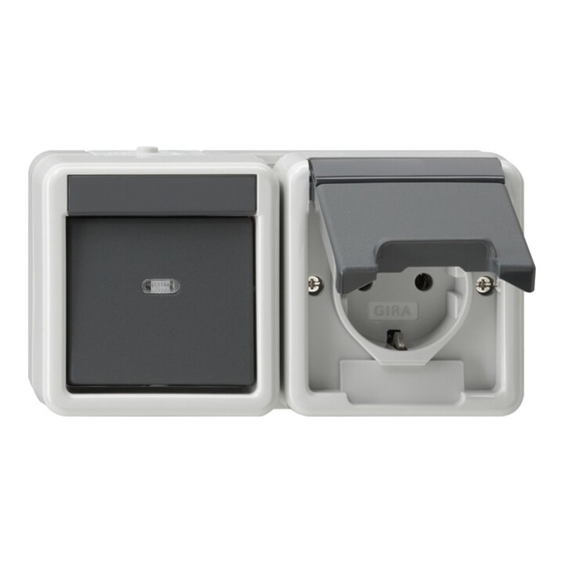 Gira Schuko-We.schalter-Kombi gr, waager., AP-WG 017730