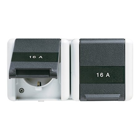 Jung SCHUKO-Steckdose 2-fach IP44 m.Beschr.waage. 8220 KINAW