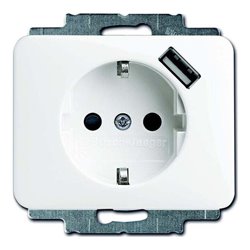 Busch-Jaeger Schuko/USB-Steckdose studioweiß/hgl 20 EUCBUSB-24G