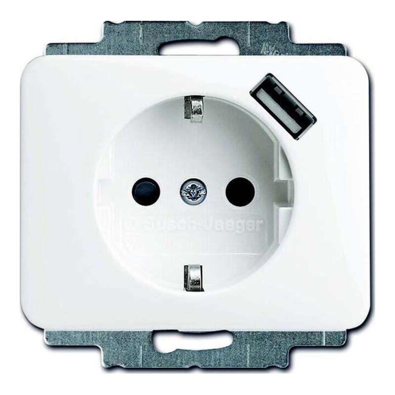 Busch-Jaeger Schuko/USB-Steckdose studioweiß/hgl 20 EUCBUSB-24G