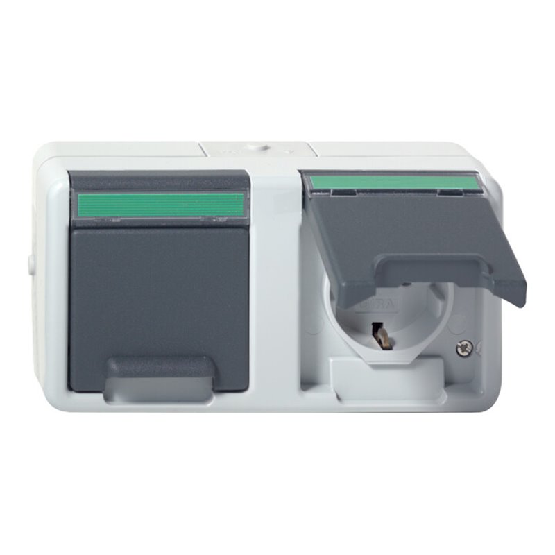 Gira Schuko-Doppelst.dose gr Ammoniakf.,AP-WG 078430