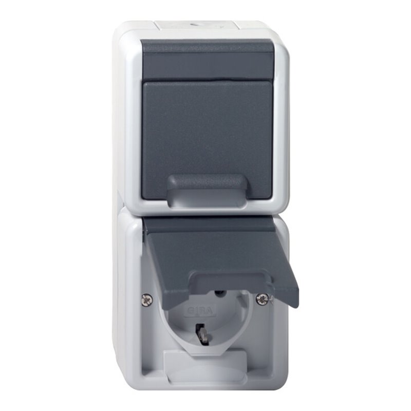 Gira Schuko-Doppelst.dose gr senkr., AP-WG 078030